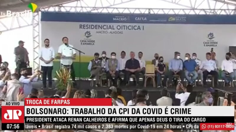 Bolsonaro ataca Renan Calheiros e classifica trabalho da CPI da COVID como “crime” –