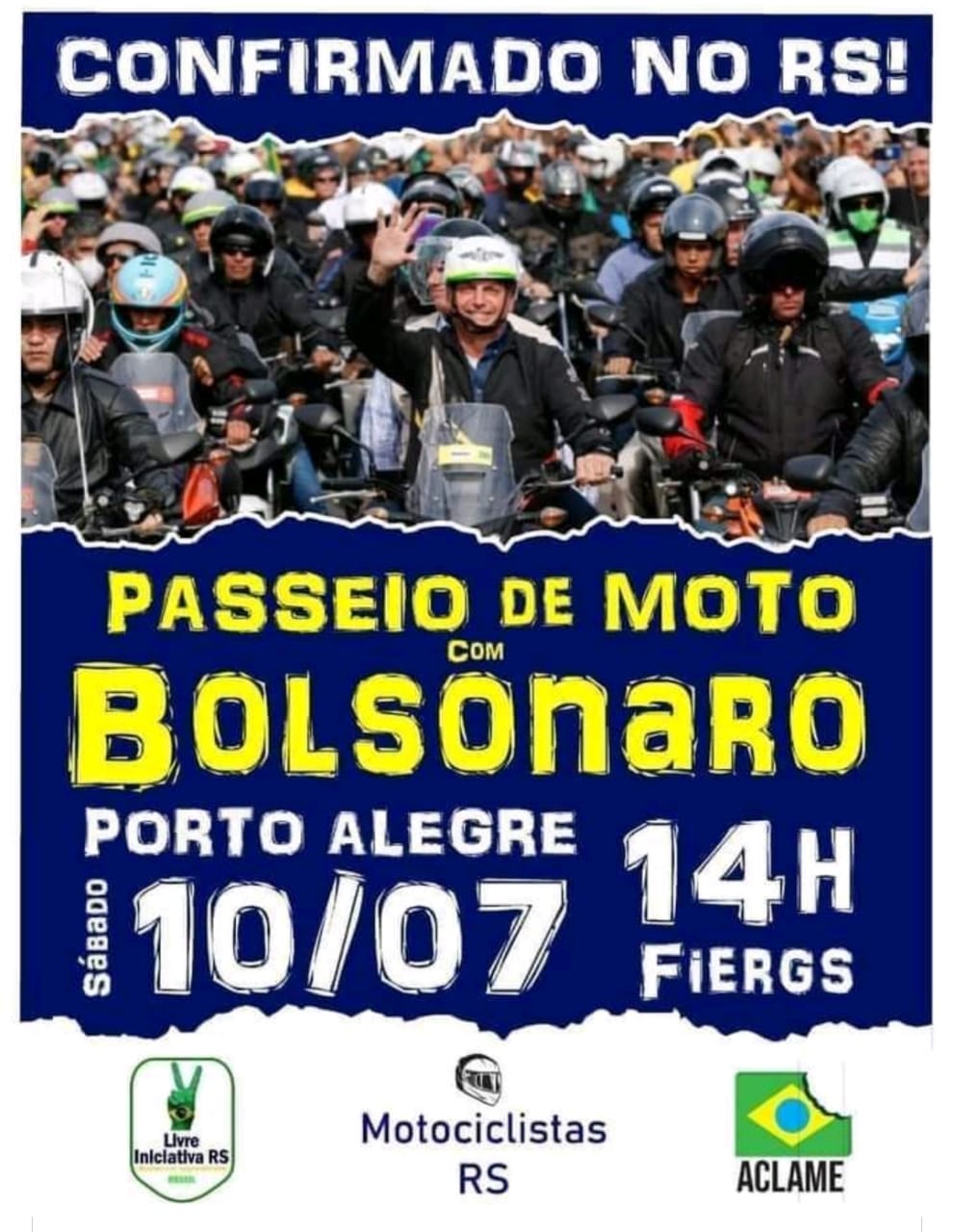 Passeio de moto com o presidente Bolsonaro em Porto Alegre-RS