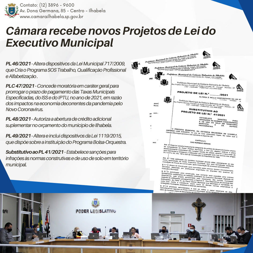 Câmara de Ilhabela recebe quatro novos projetos de lei