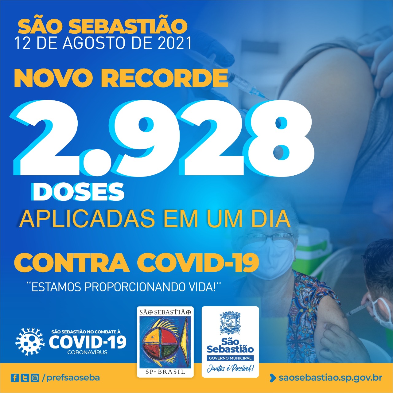 Campanha contra Covid-19 contempla 100% da população adulta de São Sebastião