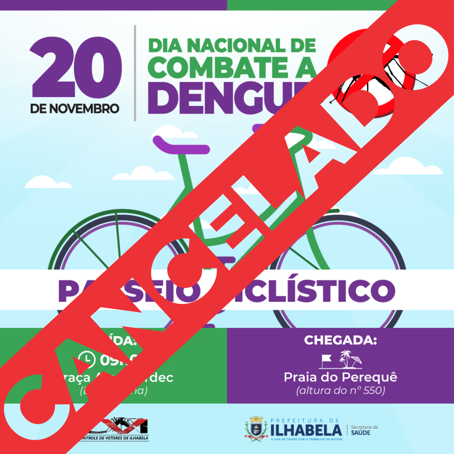 Prefeitura Ilhabela cancela passeio ciclístico que estava agendado para próximo sábado (20/11)