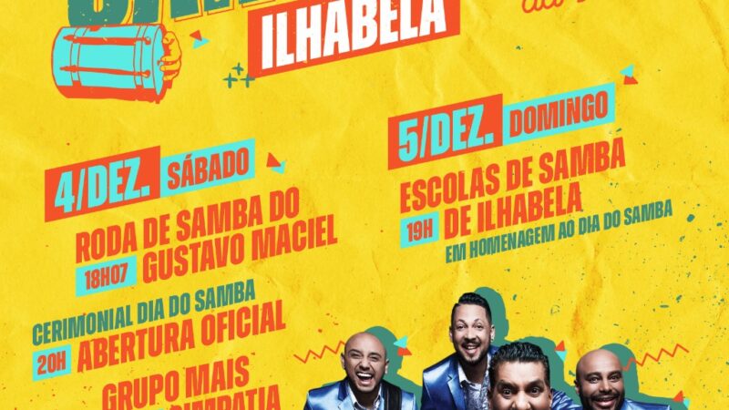 Ilhabela comemora Dia do Samba com show de “Os Originais do Samba” e bandas locais no final de semana