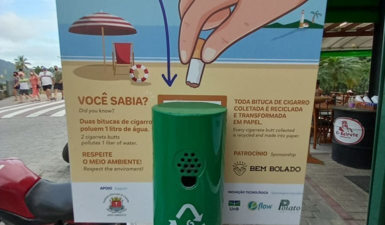 Ubatuba instala caixas coletoras de bitucas e totens com cinzeiros de praia