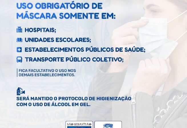 Prefeitura de São Sebastião publica decreto desobrigando o uso de máscaras, com exceções