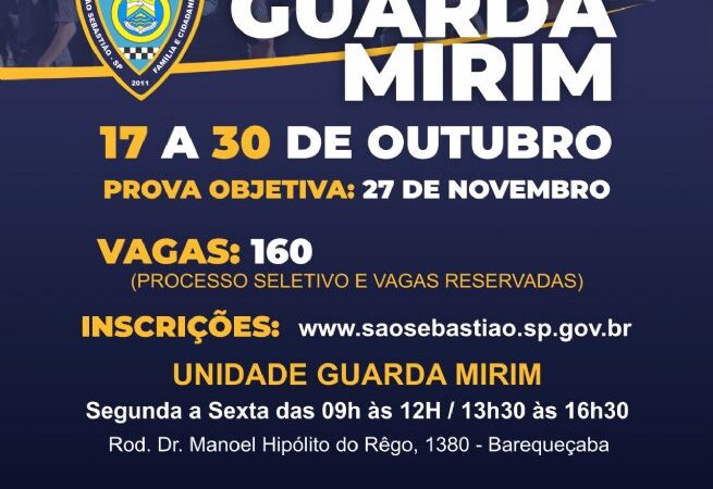 Inscrições abertas para o processo seletivo do Curso de Formação de Guarda Mirim
