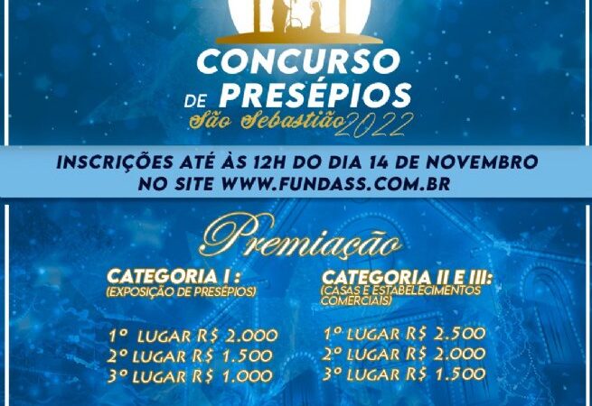 Saiba como se inscrever para o concurso de Presépios de São Sebastião 2022