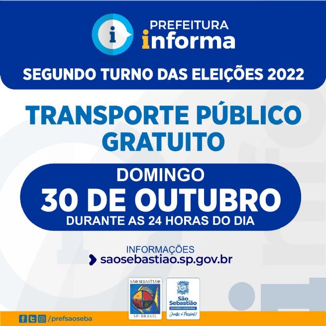 Transporte público gratuito no domingo em São Sebastião, devido às eleições