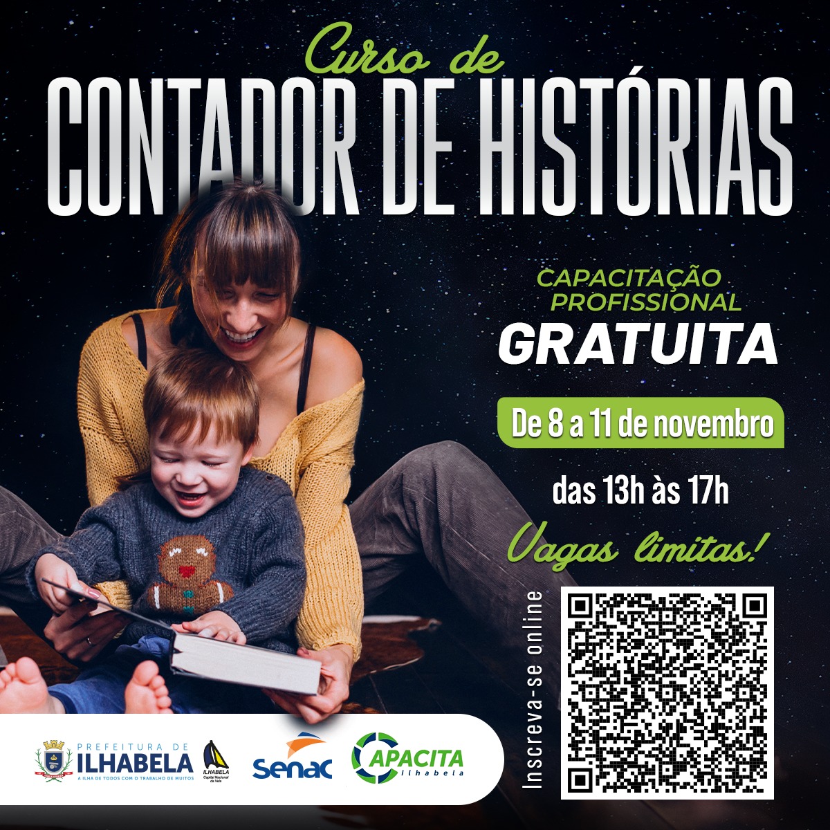 Inscrições para o curso de Contação de Histórias em parceria com Senac em Ilhabela
