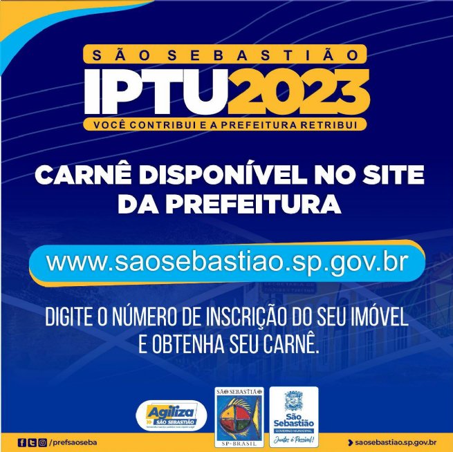 Guias do (IPTU) 2023 já estão liberadas no site