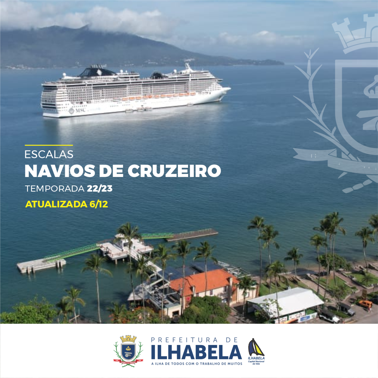 Ilhabela divulga atualização nas escalas da temporada de Navios de Cruzeiro