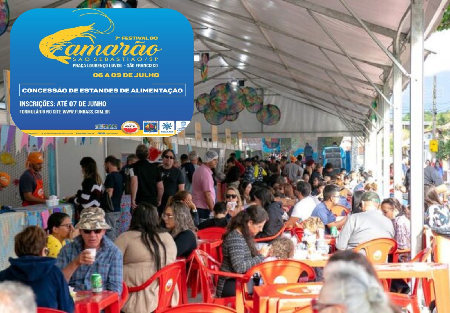 Prefeitura de São Sebastião abre inscrições para concessão de estandes do 7º Festival do Camarão