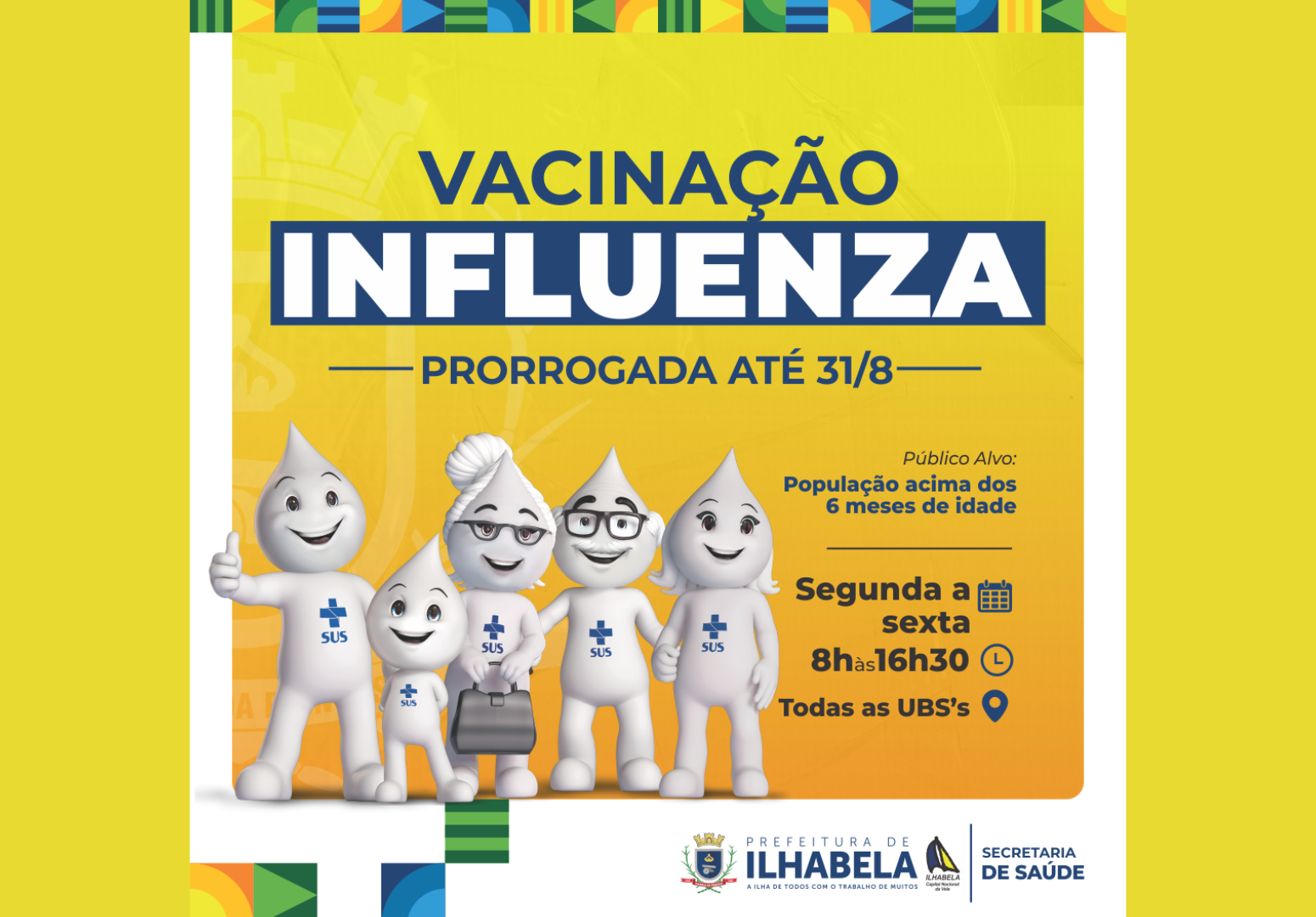 Campanha de vacinação contra Influenza é prorrogada até fim do mês em Ilhabela