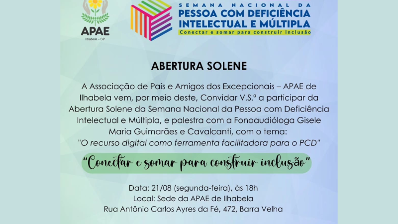 Apae de Ilhabela realiza Semana Nacional da Pessoa com Deficiência Intelectual e Múltipla