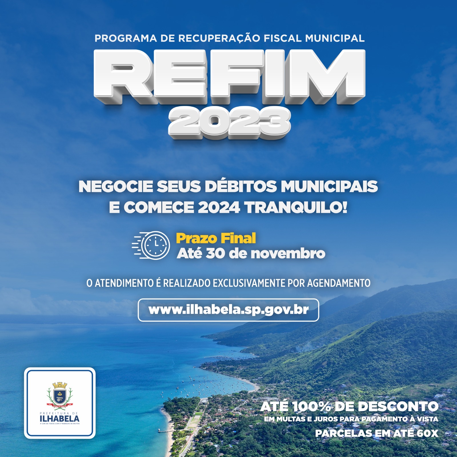 REFIM 2023 – Programa de Recuperação Fiscal Municipal em Ilhabela entra na reta final