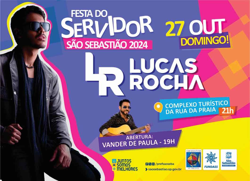 Prefeitura de São Sebastião traz Lucas Rocha para Festa do Servidor Público no domingo