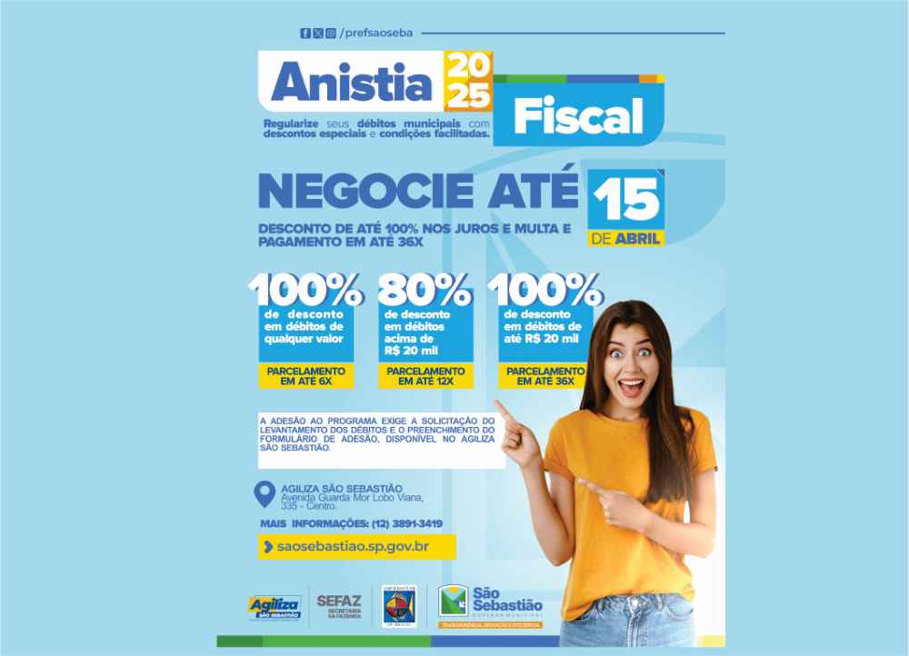 Prefeitura de São Sebastião lança Campanha de Anistia Fiscal
