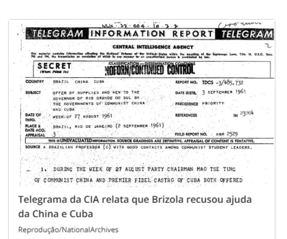 Arquivos sobre assassinato de Kennedy revelam que os EUA espionaram Brizola